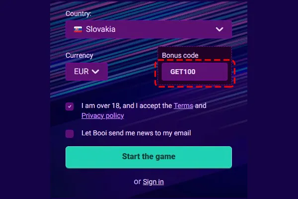 Krok 2: zadať promo kód